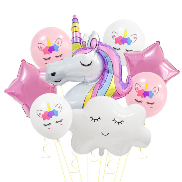 8st Unicorn Grattis på födelsedagen Ballonger Latex Ballong Set Party Dekoration