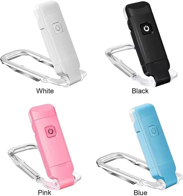 USB-oppladbart LED-boklys, sammenleggbar leselampe med klemme og 3 lysstyrker