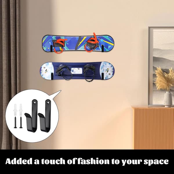 2-pack väggfästen i stål för snowboard, skateboard och longboard