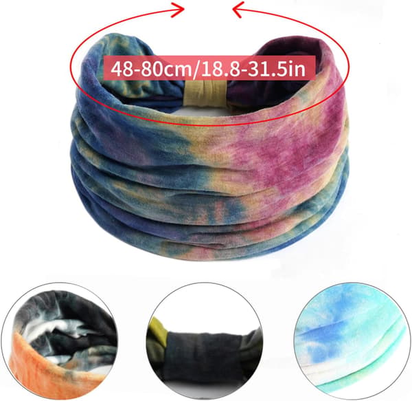 Tie-dye bredt pandebånd til kvinder elastisk hårbånd til yoga sport og daglig brug