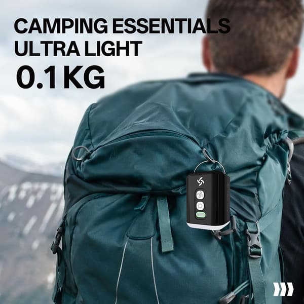 Mini uppladdningsbar luftpump 1600mAh med LED-ljus och 5 munstycken för camping