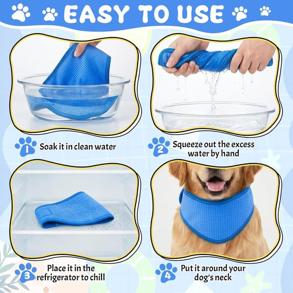 Kølende bandana til hunde, åndbart og justerbart is-halsbånd til varme sommerdage