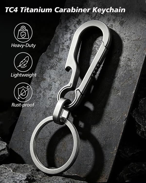 Titanium Heavy Duty Karabinhage Nøglering Letvægts EDC Nøgleclips til Nøgler