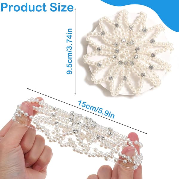2-pack hårnät med pärlor för knut, eleganta pärlprydda knutskydd för kvinnor och flickor
