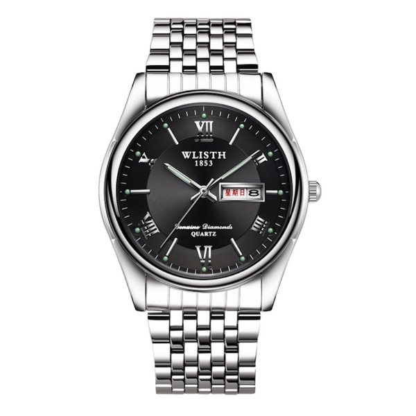 Herr Quartz Watch Business Armbandsur Watch svart urtavla med datum