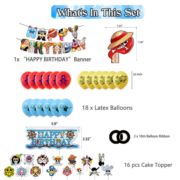 Luffy Chopper Grattis på födelsedagen Ballong Set Latex Ballonger Party Dekoration Kit