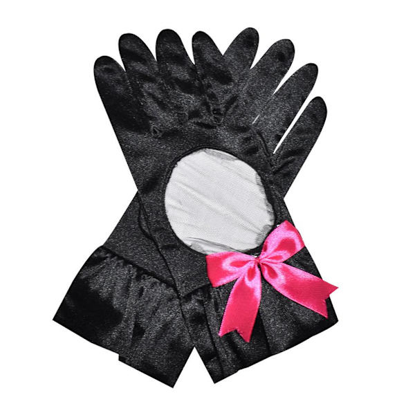 Korta handskar Rosett Satin Disguise Retro Elastiska Handskar Svart