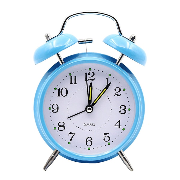 Blå Tvillingklocka Anime Väckarklocka Non Ticking Analog Bell Clock