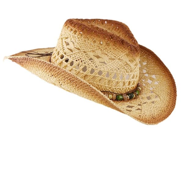 Bøhmisk stråcowboyhat med bred skygge til sommer og strand
