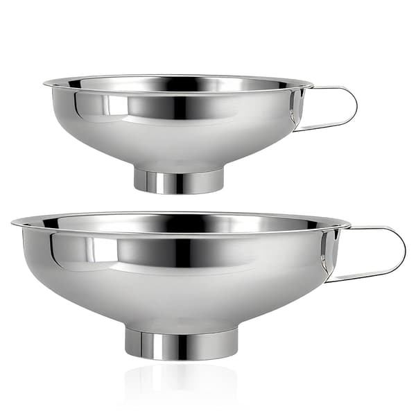 2-pak konserveringstragte i rustfrit stål med håndtag til glas og flasker