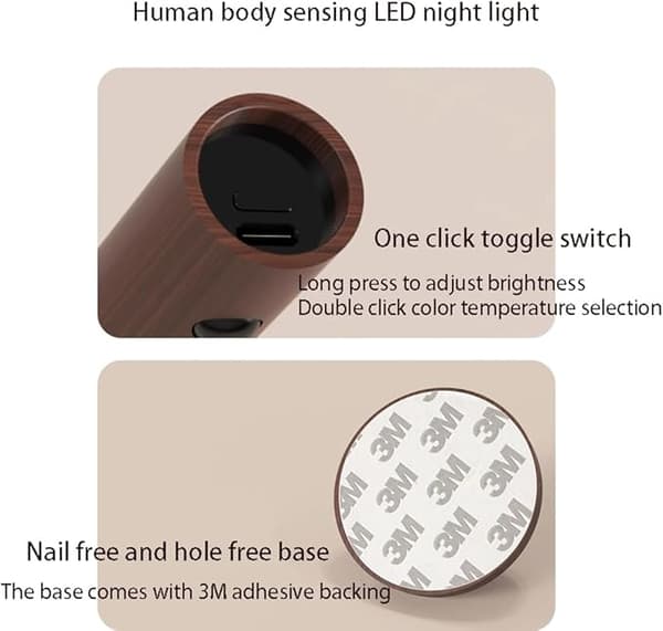 Smart Motion Sensor LED Nattlys med Ladebase og Valnøttfinish