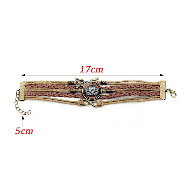 Route 66 Multi Layer Läderarmband Armband Party Sportarmband för män kvinnor