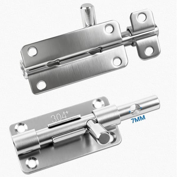 2-pack 100 mm dörrregel i rostfritt stål, kraftig skjutregel för grind och säkerhet