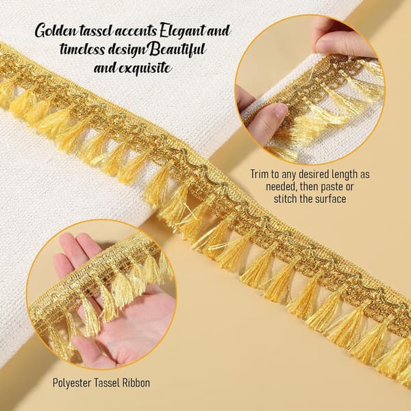 Guld frynsekant 5,5 meter, 5,5 cm bred polyester nylon til DIY-dekoration