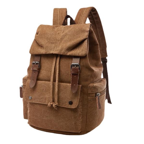 Laptop ryggsäck Beige resväska Canvas Barrel Purse Bag Unisex Brown
