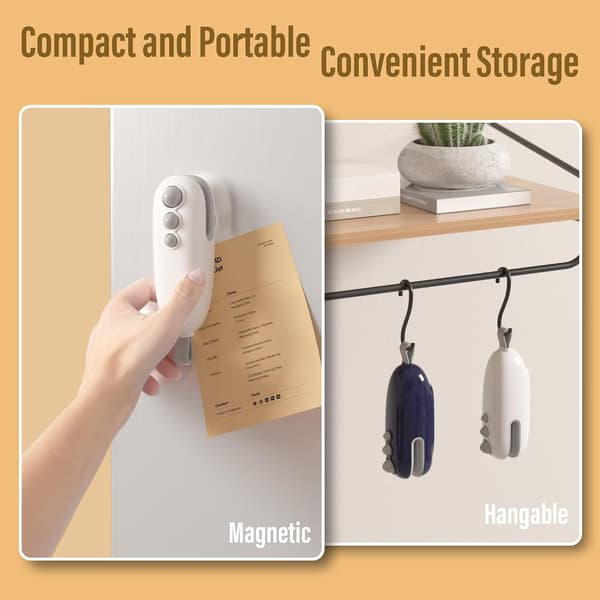 Mini poseforsegler med kutter, USB-oppladbart magnetisk varmeforseglingsverktøy