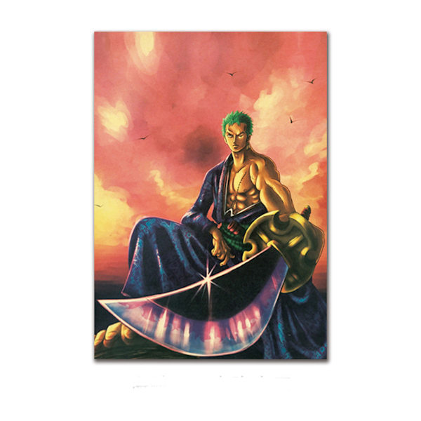 One Piece Zoro Art Poster Retro Väggdekor Kraftpapper 36x51,5 cm för Bar Coffee Shop Hem