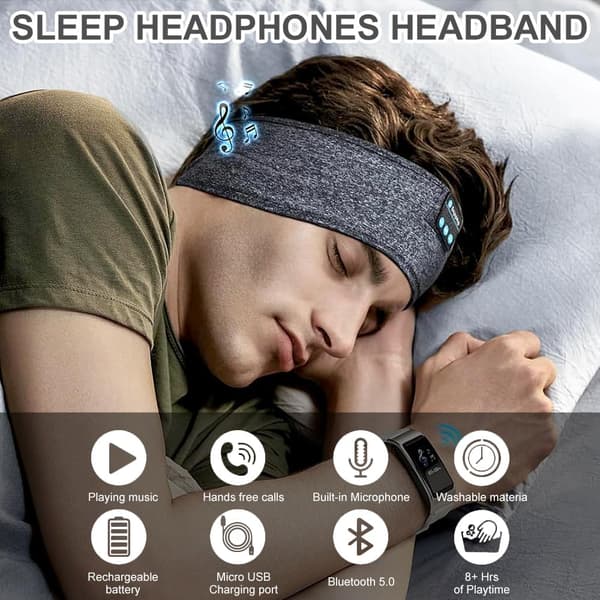 Bluetooth sovemaske med hovedtelefoner til rejser, lur og meditation