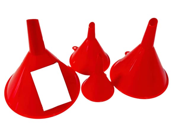 4-pack trattset i plast, 50–122 mm livsmedelsgodkända trattar för flaskor och burkar