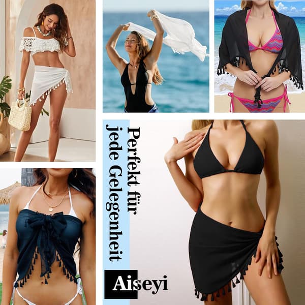 2 stk. strand-saronger i chiffon for kvinner med duskekant