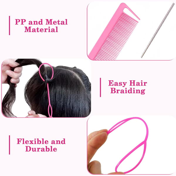 3-delars Topsy Tail hårstyling-set, loop-stylingverktyg med pinnkam för kvinnor