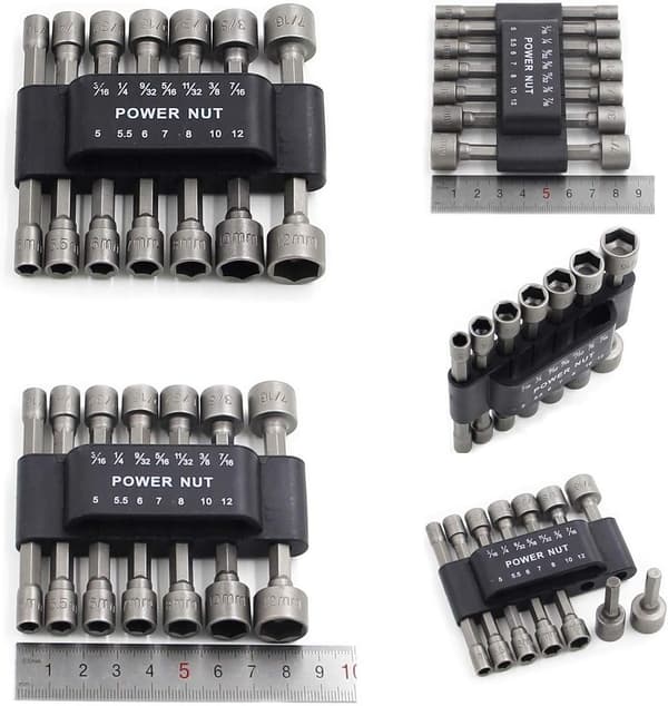 14-delars Power Mutterdragare Borr Set, Rostfritt Stål, 1/4\" Hex Skaft