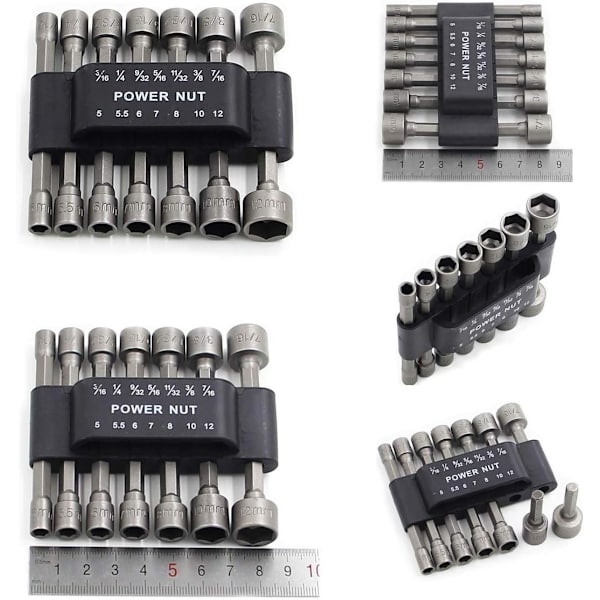 14-delt Power Topnøgle Bor Bits Sæt, Rustfrit Stål, 1/4\" Hex Skaft