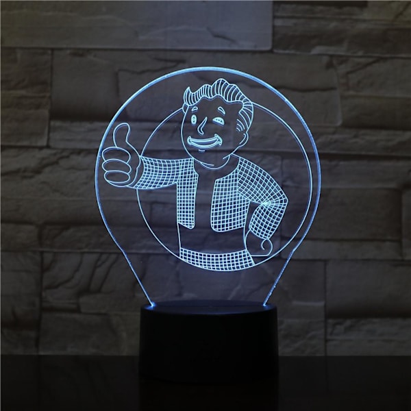 Fallout Shelter 3D LED Nattljus Sovrumsbordslampa Färg ändras