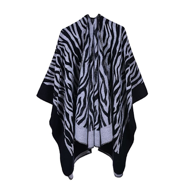 Geometriskt mönster sjal wrap öppen front lång kappa för dam