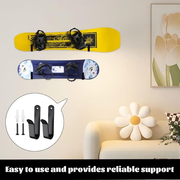 2-pack väggfästen i stål för snowboard, skateboard och longboard