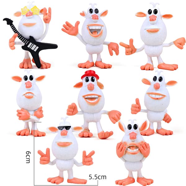 8 stk. Boobas Bubas figurer 6 cm sjovt karakter-legetøjssæt