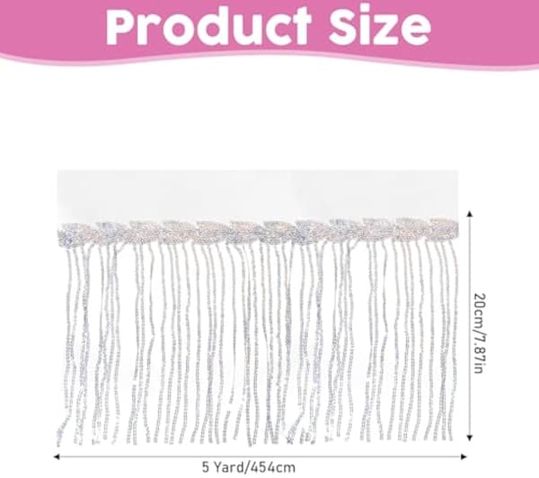 Sølv paillet-frynsekant 5 yards, 20 cm bred polyester-kvast til hobbybrug