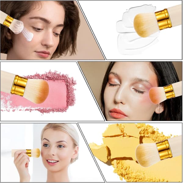 Udtrækkelig makeupbørste med dæksel til pudder, foundation, blush og bronzer
