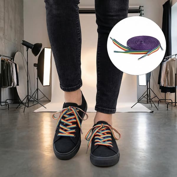 2 par regnbuefarvede flade snørebånd 140 cm polyester snørebånd til støvler og sneakers