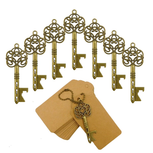 10 st bronsnyckelbröllopsförmåner Flasköppnare set