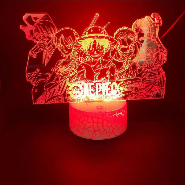 One Piece Luffy Anime 3D LED Nattljus Sovrumsbordslampa Färg ändras