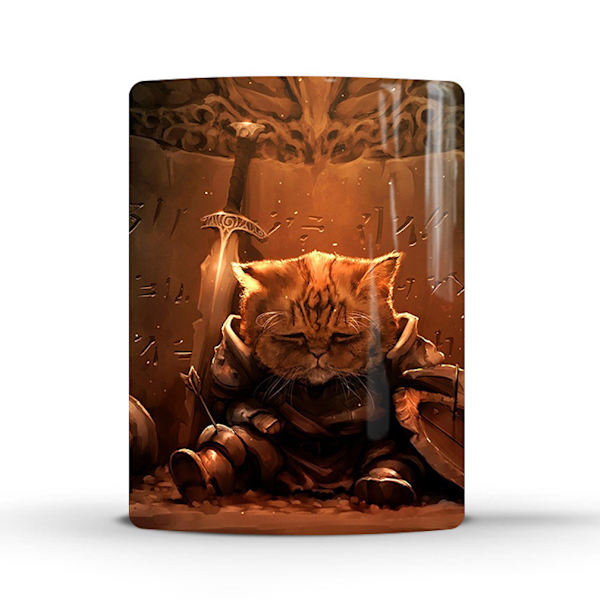 Warrior Cat Color Changing Mugg Keramisk kaffemugg Thermal tekopp Nyhetspresent