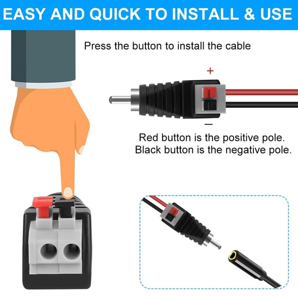 6-pack RCA-högtalarkabeladapter, set med hane och hona AV-terminalkontakter
