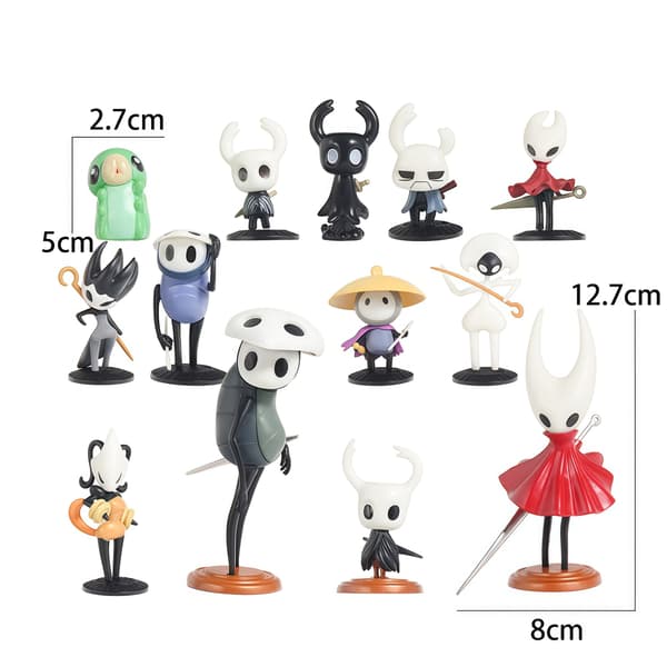 12 stk. Hollow Knight spillfigurer 5-13 cm PVC samleobjekt-sett