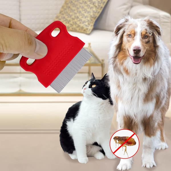 Loppekam i rustfrit stål til hunde og katte, fin tandplejebørste til fjernelse af hår