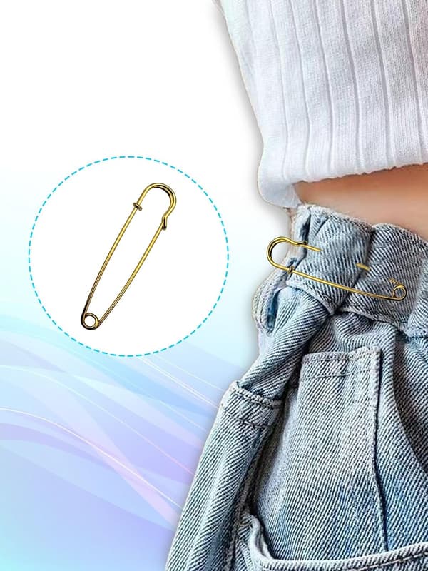 15 st säkerhetsnålar, 6,3 cm, svart, guld, vit, järn, pysselset