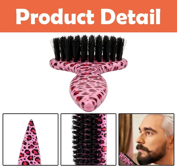 Hårbørste med pink leopardmønster og bløde børstehår til slick back-styling