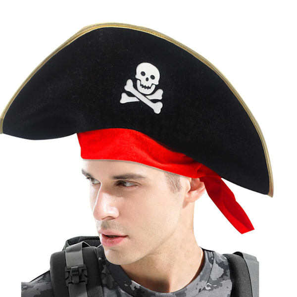 Pirates Of The Caribbean Captain Hat Pirate Hat Red Ribbon Party Cap