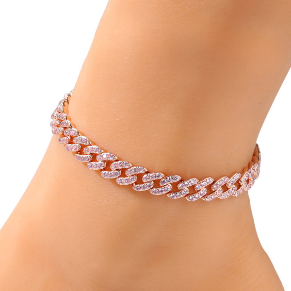 Anklet Armband Foot Chain for Women Summer Zircon Cuban Link Chain Anklet