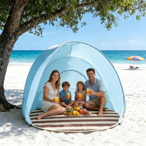 Bärbart pop-up strandtält, snabbmonterat solskydd för utomhusbruk