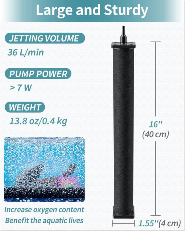 40 cm akvarieluftsten cylinder, stor bubbeldiffusor för stora akvarier