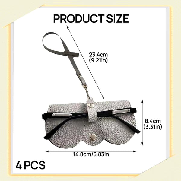 4 slanke brilleetuier med snore, 14,5 x 8 cm bløde flade brilleposer