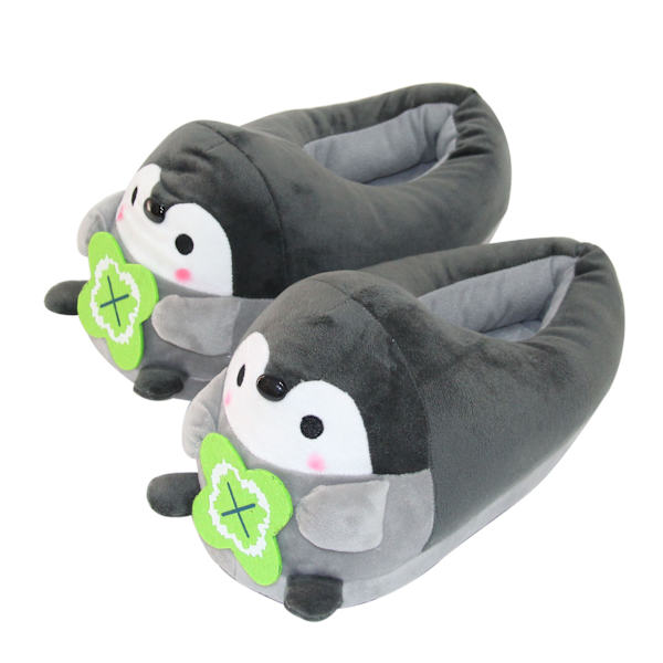 Chinelos de pelúcia pinguins quentes antiderrapantes para casa tamanho único