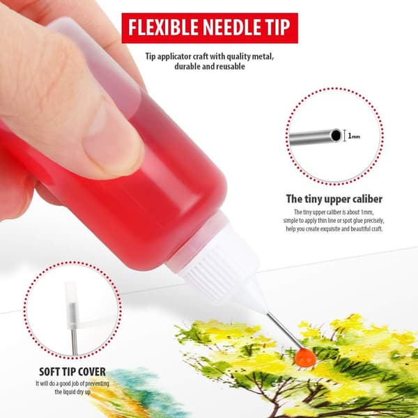 12-pack med 30 ml limflaskor med nålspets för pyssel, quilling och DIY-projekt