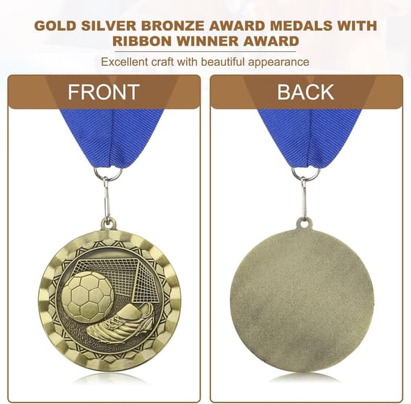 10-pack fotbollsmedaljer med band, vinnarpriser i zinklegering